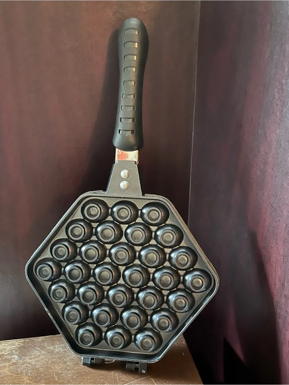 Black Bubble Waffle Pan with Nonstick Surface